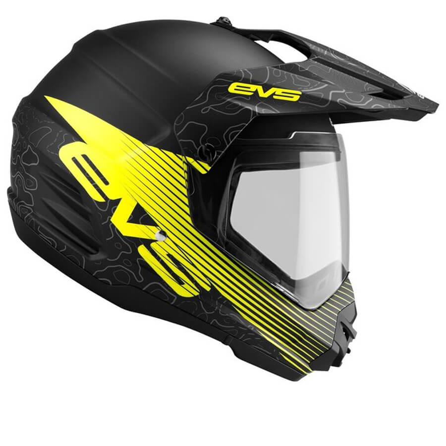EVS T5 Dual Sport Venture Arise Helmet featuring a dynamic design with enhanced visibility and ventilation for dual-sport riding.