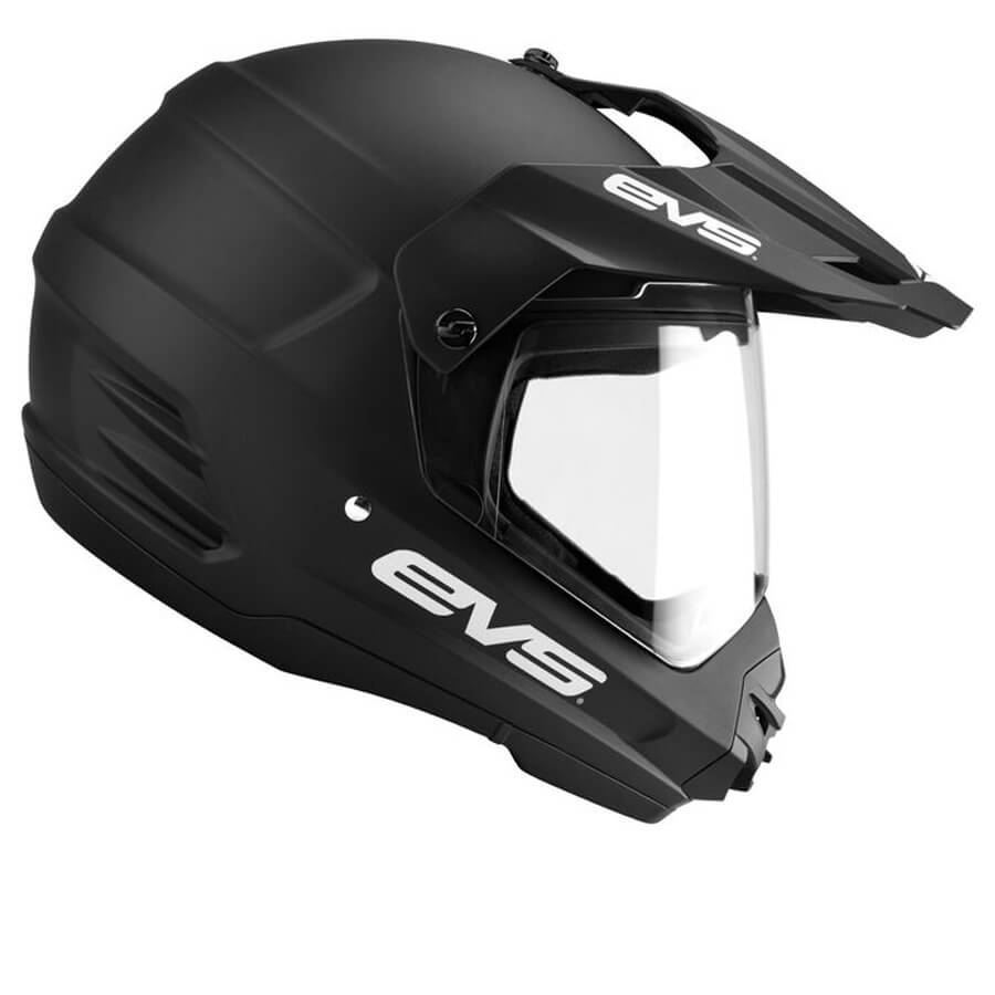EVS T5 Dual Sport Venture Helmet in Solid color, showcasing a sleek and minimalist design for versatile riders.