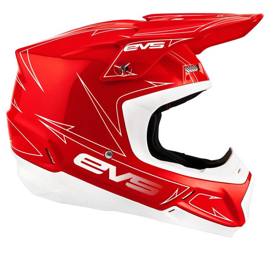 EVS T5 Pinner Helmet displaying bold colors and patterns, designed for high performance and safety on the track.